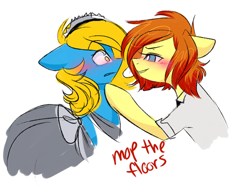 Size: 500x375 | Tagged: safe, artist:sugarberry, oc, oc:internet explorer, blushing, browser ponies, female, firefox, internet explorer, lesbian, ponified, shipping