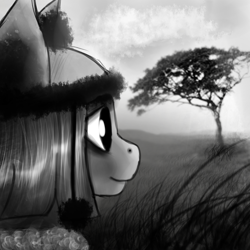 Size: 2000x2000 | Tagged: safe, artist:kaine, marble pie, black and white, grayscale, monochrome, smiling, solo