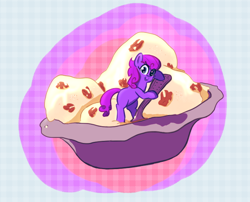 Size: 714x578 | Tagged: safe, artist:tanmansmantan, oc, oc only, oc:raisin, ice cream, ponies in food, solo, spoon, tiny ponies