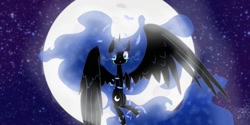 Size: 1366x685 | Tagged: safe, artist:majic-namie, derpibooru import, nightmare moon, crying, solo