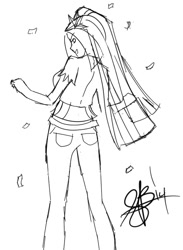 Size: 500x682 | Tagged: safe, artist:xxxsketchbookxxx, aria blaze, equestria girls, monochrome, quick sketch, solo