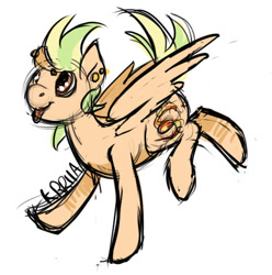 Size: 533x537 | Tagged: safe, artist:krriia, oc, oc only, oc:solar blitz, pegasus, pony, female, piercing, solo, tongue out