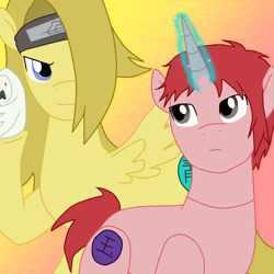 Size: 850x850 | Tagged: safe, artist:haruna133, deidara, naruto, ponified, sasori