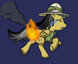 Size: 700x575 | Tagged: safe, artist:metallicumbrage, daring do, animated, butt fire, crying, fire, literal butthurt, on fire, pain, running