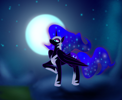 Size: 1309x1074 | Tagged: safe, artist:livinlovindude, nightmare moon, alicorn, pony, black coat, detailed background, female, mare, solo