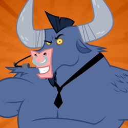 Size: 648x648 | Tagged: safe, screencap, iron will, minotaur, putting your hoof down, cropped, male, necktie, nose piercing, nose ring, piercing, solo