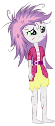 Size: 1597x3665 | Tagged: safe, artist:apony4u, sweetie belle, equestria girls, abuse, barefoot, black eye, blood, clothes, cut, feet, messy hair, simple background, solo, sweetiebuse, torn clothes, transparent background, vector