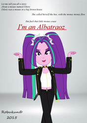 Size: 2480x3508 | Tagged: safe, artist:robukun, aria blaze, equestria girls, parody, solo