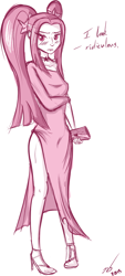 Size: 564x1250 | Tagged: safe, artist:newbluud, aria blaze, equestria girls, 30 minute art challenge, clothes, dress, high heels, looking at you, solo