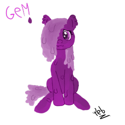 Size: 800x800 | Tagged: safe, artist:teb, oc, oc only, oc:gem, goo pony, original species, cute, jelly, melting, purple, scared, slime, solo