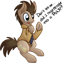 Size: 778x778 | Tagged: safe, artist:littlepinkalpaca, doctor whooves, clothes, coat, doctor who, human to pony, necktie, regeneration, solo, transformation