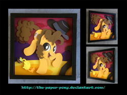 Size: 1280x958 | Tagged: safe, artist:the-paper-pony, boneless, cheese sandwich, hat, open mouth, solo