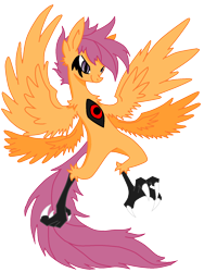 Size: 1200x1600 | Tagged: safe, artist:christomwow, scootaloo, harpy, solo, species swap