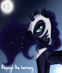 Size: 864x1024 | Tagged: safe, artist:freyiejj, nightmare moon, crying, looking at you, moon, solo