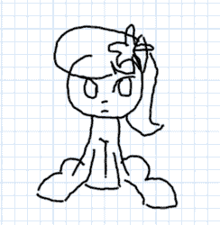 Size: 511x524 | Tagged: safe, artist:why485, lily, lily valley, animated, ask, ask the flower trio, graph paper, monochrome, solo, tumblr