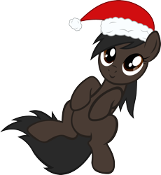 Size: 2000x2174 | Tagged: safe, artist:accu, edit, oc, oc only, alternate costumes, black, christmas, full body, hat, hooves up, kwanzaa, looking at you, on back, santa hat, show accurate, simple background, smiling, snuggles?, solo, transparent background, vector