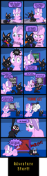 Size: 1500x5498 | Tagged: safe, artist:magerblutooth, diamond tiara, oc, oc:dazzle, cat, pony, comic:diamond and dazzle, comic, gamecube, gaming, hand, portal, television, video game