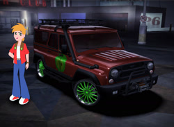 Size: 2000x1463 | Tagged: safe, big macintosh, equestria girls, car, need for speed, need for speed carbon, russia, uaz, uaz-469