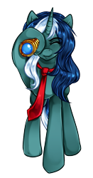 Size: 1051x2000 | Tagged: safe, artist:twigileia, oc, oc only, oc:skyfall, pony, unicorn, cravat, mane, solo, spyglass