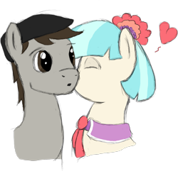 Size: 1384x1335 | Tagged: safe, artist:neighday, coco pommel, oc, oc:flatcap, canon x oc, kissing, shipping