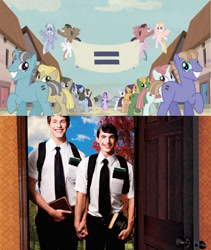 Size: 720x855 | Tagged: safe, human, season 5, the cutie map, creepy, equal cutie mark, equal town banner, irl, irl human, mormons, photo