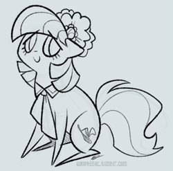 Size: 637x629 | Tagged: safe, artist:egophiliac, coco pommel, pony, monochrome, solo