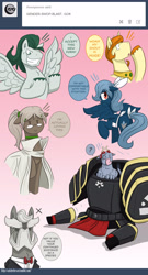 Size: 2550x4739 | Tagged: safe, artist:dracojayproduct, oc, oc only, oc:caroline, oc:eschar, oc:pierson, oc:reginald, oc:titus, oc:willow, ask, ask the lie cast, rule 63, tumblr