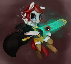 Size: 1185x1064 | Tagged: safe, artist:x-raydistorted, braid, clothes, ponified, red (transistor), solo, transistor