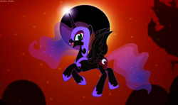 Size: 4000x2367 | Tagged: safe, artist:asika-aida, nightmare moon, eclipse, solar eclipse, solo
