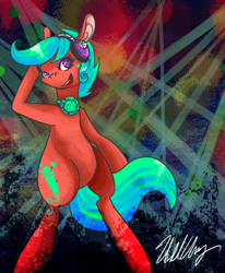 Size: 500x606 | Tagged: safe, artist:divinisity, pony, g1, bipedal, headphones, solo, songster