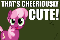 Size: 750x500 | Tagged: safe, edit, edited screencap, screencap, cheerilee, the return of harmony, caption, cheeribetes, cheerious, cute, happy, image macro, open mouth, pun, reaction image, solo