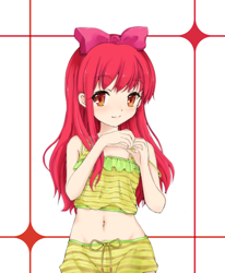 Size: 1000x1214 | Tagged: safe, artist:d-tomoyo, apple bloom, human, adorabloom, belly button, blushing, cute, humanized, midriff, solo