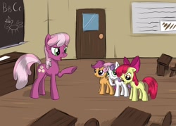 Size: 1260x900 | Tagged: safe, apple bloom, cheerilee, scootaloo, sweetie belle, cutie mark crusaders