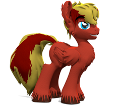 Size: 982x832 | Tagged: safe, artist:sherfur, oc, oc only, oc:scoots, pegasus, pony, 3d, blank flank, male, simple background, solo, stallion, unshorn fetlocks