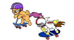 Size: 1374x742 | Tagged: safe, artist:tay-houby, scootaloo, crossover, kick buttowski, kick buttowski suburban daredevil, ponified, race, racer, racing, scooter, skates