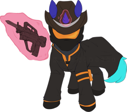 Size: 801x706 | Tagged: safe, artist:kingneroche, oc, oc only, oc:lance macintosh, clothes, famas, gun, solo, suit