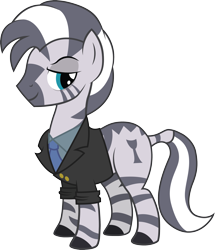 Size: 2757x3211 | Tagged: safe, artist:duskthebatpack, oc, oc only, oc:zin, zebra, bedroom eyes, clothes, lawyer, looking back, male, necktie, shirt, simple background, smiling, smirk, solo, stallion, suit, transparent background, vector