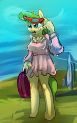 Size: 1349x2156 | Tagged: safe, artist:alumx, chickadee, ms. peachbottom, anthro, solo