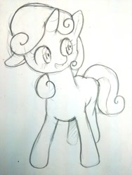 Size: 768x1024 | Tagged: safe, artist:yajima, sweetie belle, grayscale, monochrome, simple background, solo