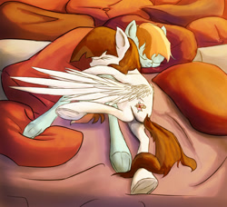 Size: 1800x1640 | Tagged: safe, artist:aaronmk, oc, oc only, oc x oc, shipping, sleeping, underhoof