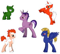 Size: 900x810 | Tagged: safe, artist:weasley-detectives, pony creator, burter, captain ginyu, dragon ball z, ginyu force, guldo, jeice, ponified, recoome