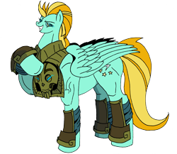 Size: 2427x2106 | Tagged: safe, artist:godforoth, lightning dust, armor, muscles, my muscle pony, overdeveloped muscles, simple background, small head, transparent background