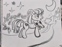 Size: 1871x1431 | Tagged: safe, artist:snow, coco pommel, monochrome, solo, traditional art