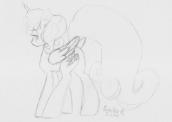 Size: 1415x1000 | Tagged: safe, artist:oliverthepanda, artist:poldekpl, carrot top, golden harvest, alicorn, pony, alicornified, carrotcorn, monochrome, pencil drawing, race swap, solo, traditional art