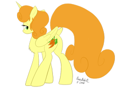 Size: 1063x751 | Tagged: safe, artist:oliverthepanda, artist:poldekpl, carrot top, golden harvest, alicorn, pony, alicornified, carrotcorn, looking back, race swap, solo