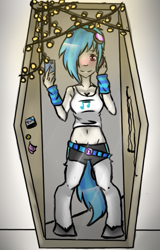 Size: 361x565 | Tagged: artist needed, safe, oc, oc only, oc:dee, satyr, belly button, offspring, parent:vinyl scratch