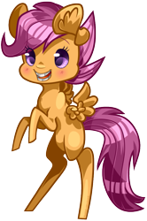 Size: 649x976 | Tagged: safe, artist:tidalwav-3, scootaloo, chibi, raised hoof, solo