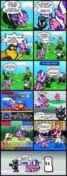 Size: 2114x5549 | Tagged: safe, artist:magerblutooth, diamond tiara, discord, oc, oc:dazzle, cat, pony, comic:diamond and dazzle, axe, beaten up, body swap, boxer, boxing, bullet bill, cloud, comic, crossover, fire emblem, flower, glass joe, gun, hammer, kirby, koopa troopa, luvdisc, nintendo, paper mario, pokémon, punch out, rpg, rpg battle, sandbag, shy guy, super mario bros., super smash bros., sword, toy sword, video game, waddle dee, warp pipe, weapon