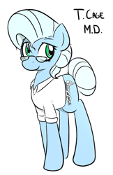 Size: 709x1093 | Tagged: safe, artist:wuzzlefluff, oc, oc only, oc:tracy cage, /mlp/, dark mirror universe, doctor, mirror universe, solo