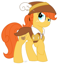 Size: 756x838 | Tagged: safe, artist:faith-wolff, smart cookie, earth pony, pony, fanfic:the bridge, clothes, female, hat, mare, raised hoof, simple background, solo, transparent background